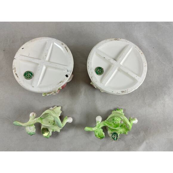 Commodore Rose Figural Candle Holders Climbers 4 pc Ceramic Vintage Japan 1950s - Picture 3 of 5